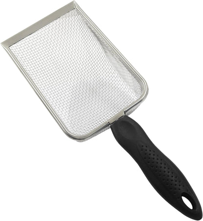 Murtenze Stainless Steel Cat Litter Scoop, Non-Stick Coated Metal Fine Sand Litter Scoop, Mesh Shovel for Reptile Kitten Pooper (Black, 2mm mesh)