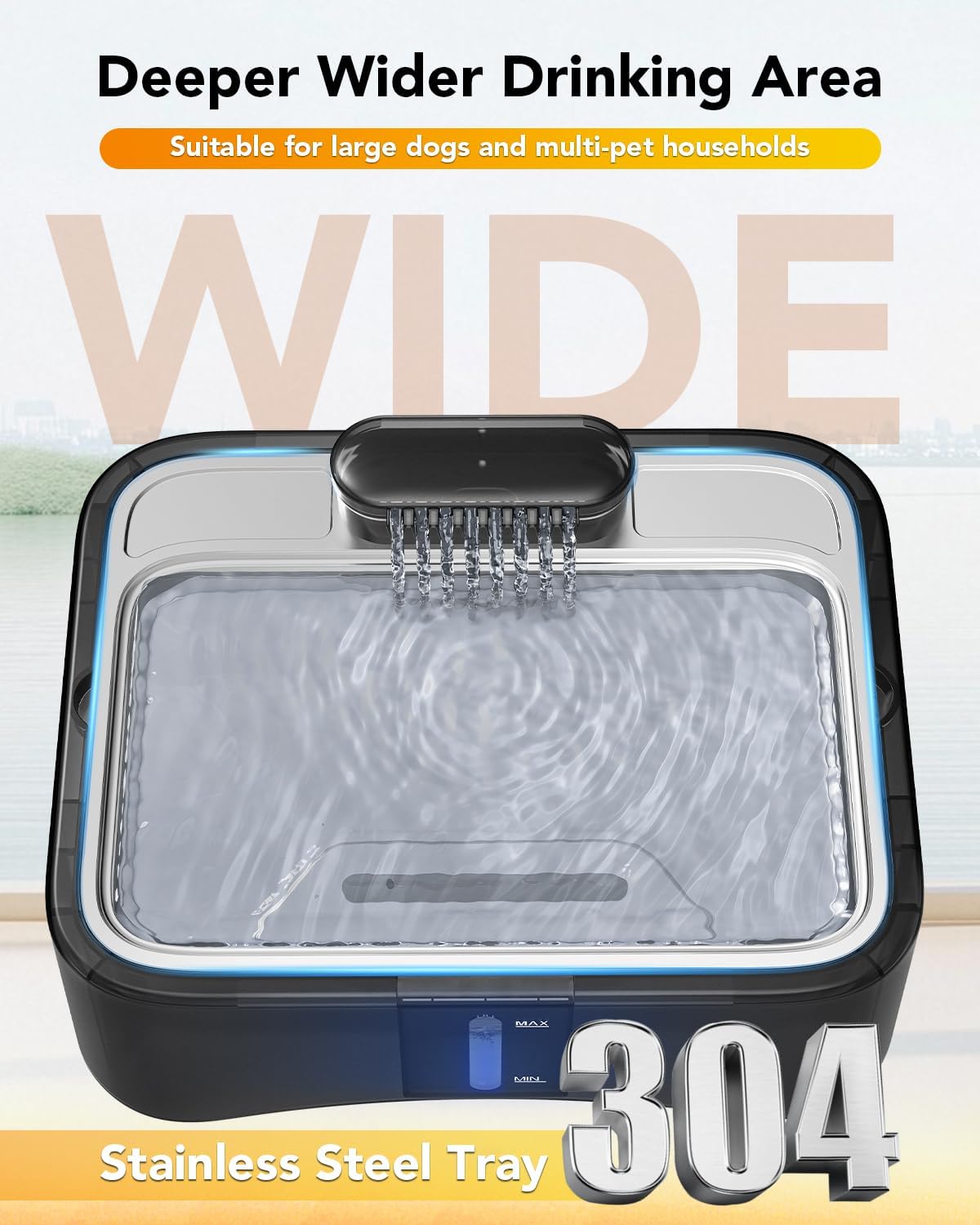 UPSKY Slow Feeder Dog Bowl，2.25Gal Elevated Dogs Water Fountain, 4 Heights Adjustable Pet Fountain for All Dog Sizes