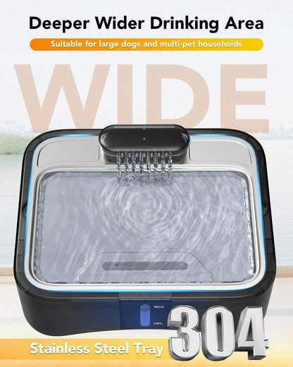 UPSKY Slow Feeder Dog Bowl，2.25Gal Elevated Dogs Water Fountain, 4 Heights Adjustable Pet Fountain for All Dog Sizes