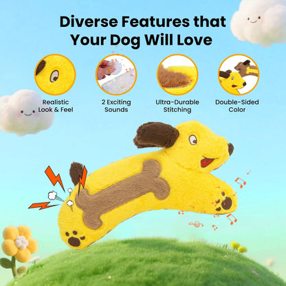 HGB Plush Squeaky Dog Toy- Crinkle Dachshund Puppy Toys for Small Medium Large Breeds, Interactive Stuffed Pet Toy for Teething Chewing Fetch to Keep Them Busy & Anxiety Relief