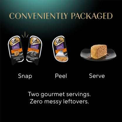 Sheba Perfect Portions Wet Cat Food Pate Savory Chicken Entree, Roasted Turkey Entree, and Tender Beef Entree Variety Pack, 2.6 oz. Twin Pack Trays (24 Count, 48 Servings)