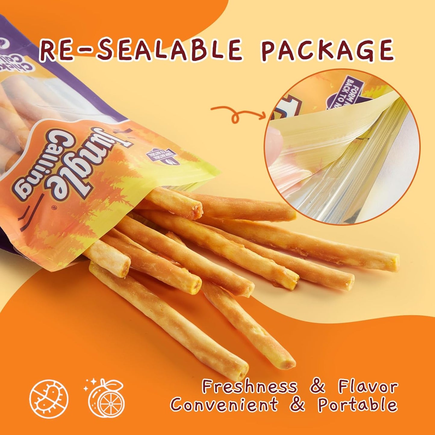 Jungle Calling Collagen Sticks for Dogs, Chicken Flavored Chews, Long Lasting Rawhide Alternative Treats for Small Medium Dog, Healthy Chew Bones, 5 Inch 10.6 oz