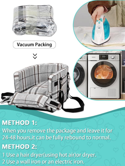 Small Dog Car Seat, Portable Dog Seat with Soft Washable Cushion,Center Console Dog Car Seat for Small Dogs Up to 13lbs(Grid Grey)