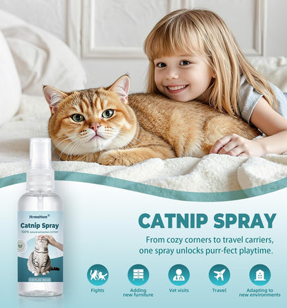 Catnip Spray for Cats - Highly Potent for Energizing Play & Toy Renewal, Calming Stress Relief for Indoor Cats, 100% Natural Organic Catnip, Mess-Free Herbal Formula (2 fl.oz)