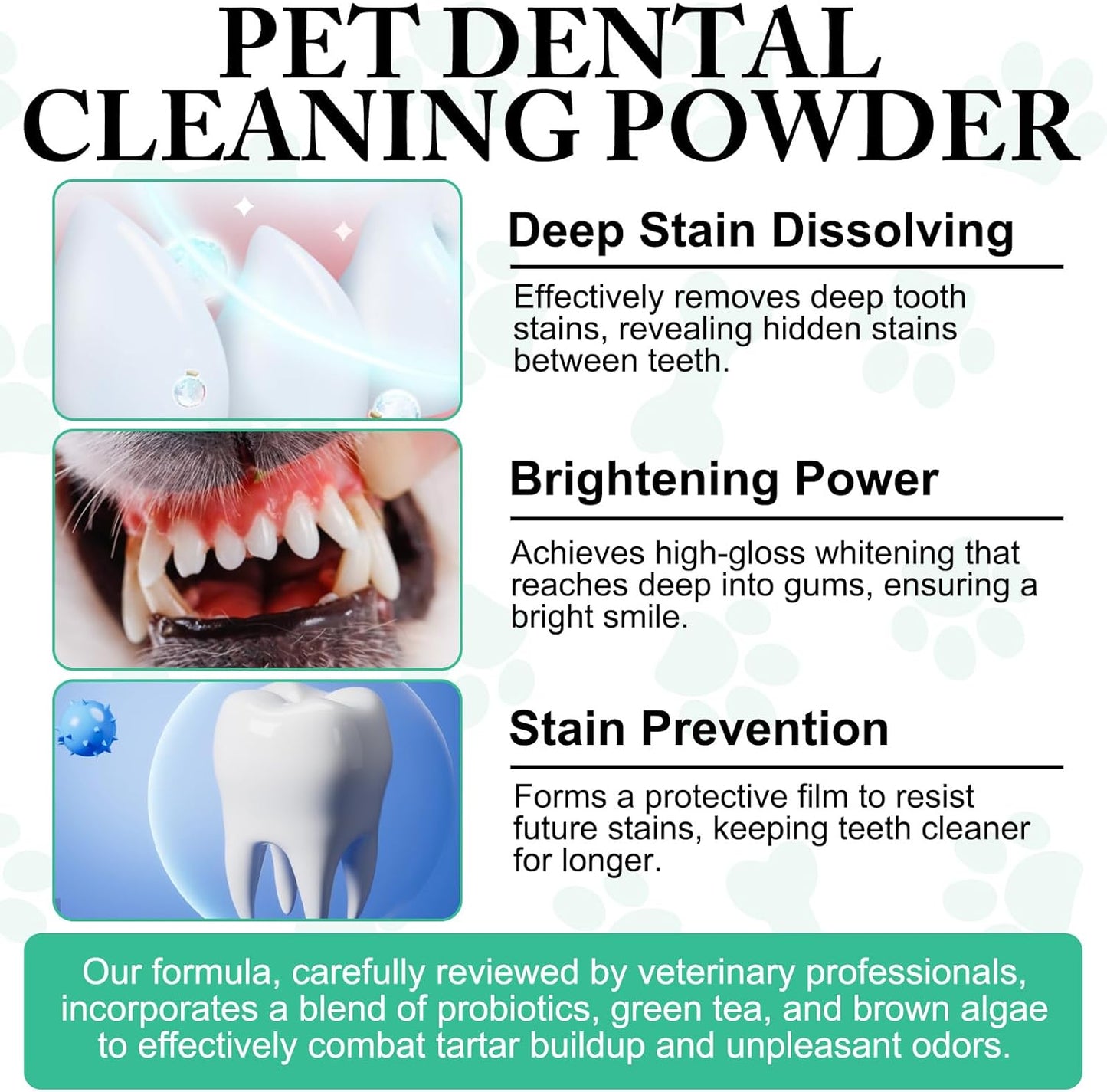 Dog Dental Powder - Teeth Cleaning Powder for Dogs - Dog Dental Care - Plaque & Bad Breath Off P-owder D-og - D-ental Care Supplies for Small - Medium - Large Do-gs