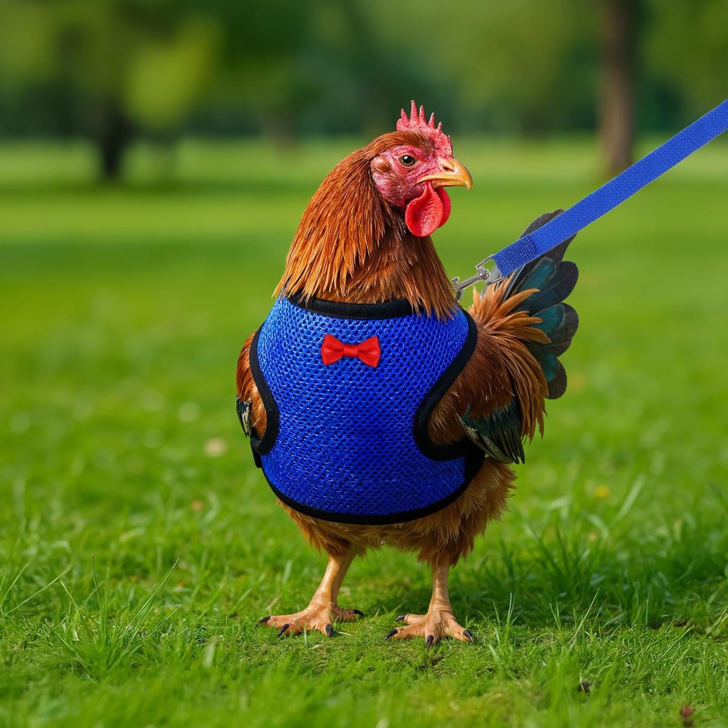 Upgraded Double Adjustable Mesh Breathable Chicken Training Harness, Chicken Harness with Leash Set, Pets Leash for 3-4 Lb Hens Duck Goose Small Pets Training Walking Supplies (4 Colors)