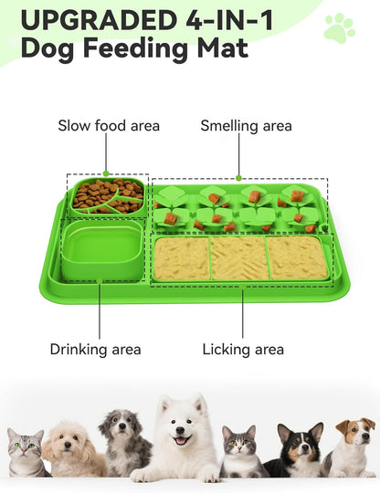 Lick Mat for Dogs，Slow Feeder Bowl for Dogs and Cats, Silicone Lick Mat & Snuffle Mat - Interactive Puzzle Feeder to Slow Eating and Keep Busy, Reduce Vomiting and Relieve Boredom