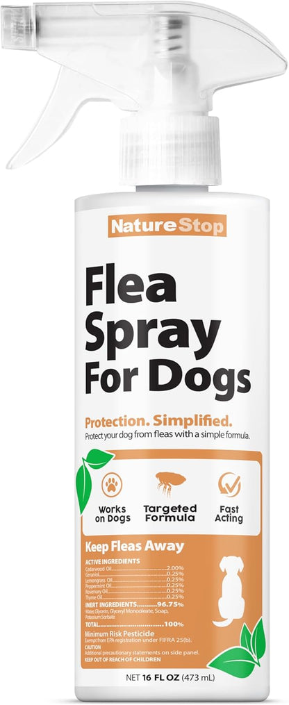 Flea Spray for Dogs, Gentle & Effective Flea Treatment for Pets, 16 oz (475mL)