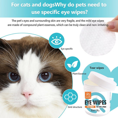Pet Wipes for Cats & Dogs, Grooming Wipes for Eyes, Paws, Ears, Nose, Unscented Soft Pet Tear Stain Remover Wipes 300 Pads