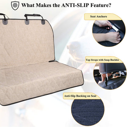 VIVAGLORY Dog Seat Belt + Dog Seat Cover, Chew Proof Waterproof Multi-Functional, Backseat Cover for Car