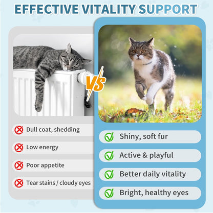 Cat Multivitamin, Crunchy & Creamy Cheese Chew– Supports Energy and Skin & Coat – with Taurine, B-Complex, Zinc Methionine & Selenium Yeast – Daily Health Supplement for Cats of All Ages (500 Chew)