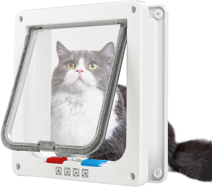 Elevon Cat Door for Windows, 4 Way Locking Cat Flap for Thin Door and Wall, Weatherproof ABS Pet Door for Cats & Small Doggie