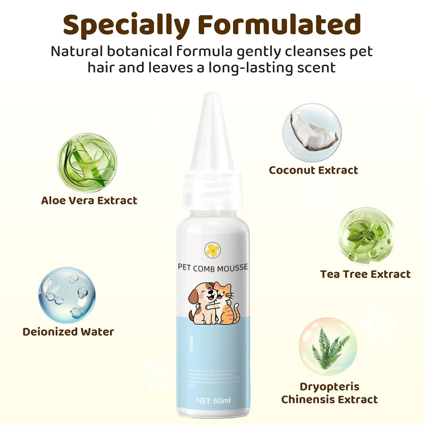 Steam Cat Brush, 6-in-1 Dog Brush Spritz Defur Comb with Pet Waterless Shampoo, Steamy Skin Friendly Deshedding Grooming Tool, Suitable for Shedding & Haired Pets, Pet Supplies Accessories, Yellow