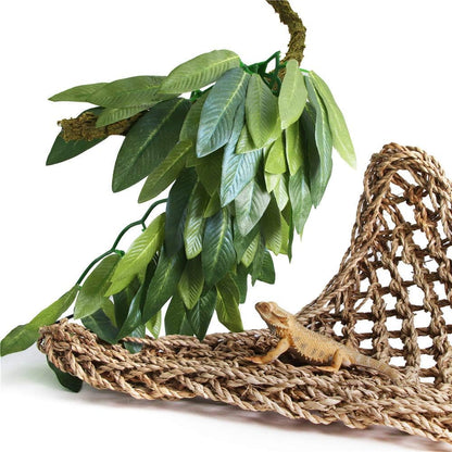 SLSON Reptile Plants Hanging Silk Terrarium Plant with Suction Cup for Bearded Dragons,Lizards,Geckos,Snake Pets and Hermit Crab Tank Habitat Decorations,Small Size,12 inches Green