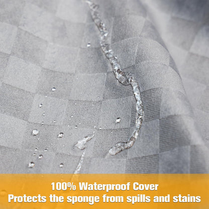 PETICON Waterproof Dog Car Seat for Small Medium Dogs, 6in Memory Foam Pet Booster Seat for Dogs up to 35 lbs with Pockets, Detachable Washable Pet Carseat with Y-Shape Safety Belt