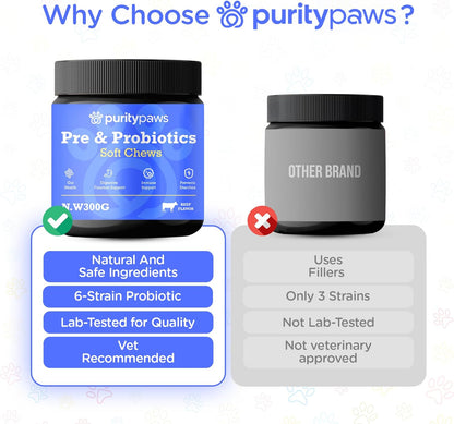 Probiotics for Dogs – Digestive & Immune Support Chews with Probiotics – Natural Gut Health Supplement for Diarrhea, Gas & Allergies (120 Count)