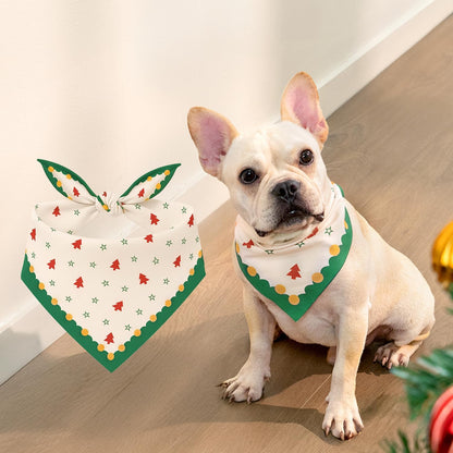 Adjustable Christmas Dog Bandana, Festive Pet Outfit Washable for Small to Medium Dogs & Cats