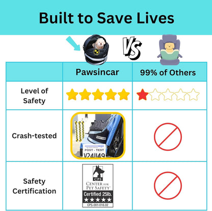 Crash-Tested Dog Car Carrier (Test with FMVSS 213b - 5 Star Safety Rated by CPS) | 3-in-1 Small Dog Car Seat, Portable Pet Carrier, Enclosed Cat Bed & Carseat | Best for Safe Travel (Up to 15lbs)
