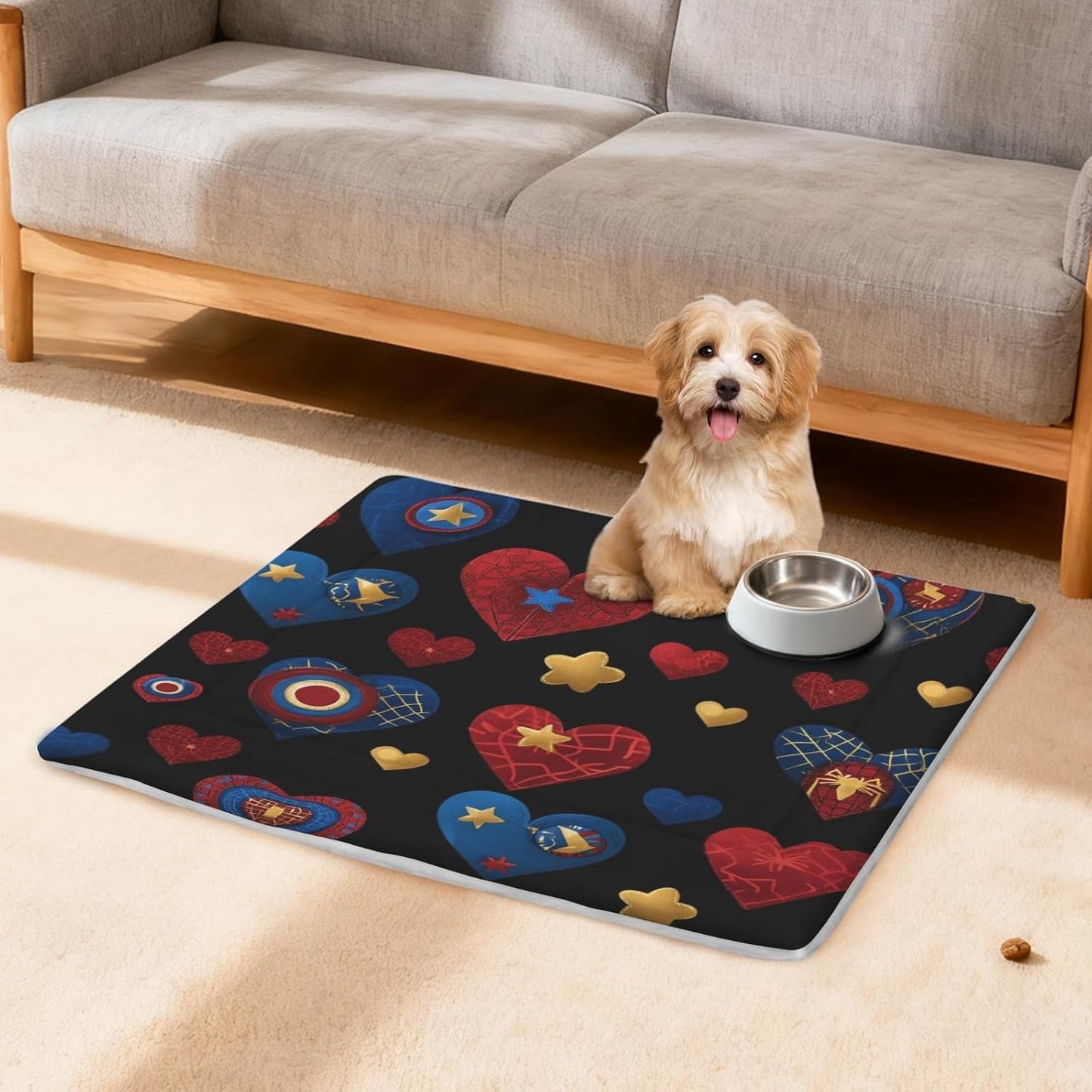 susiyo Artistic Black Heart Dark Dog Bed Mat - Super Soft & Warm Pet Pad, 25x18 Inch Machine Washable Mat for Small Medium Dogs, Couch Protector, Crate & Travel Bed Topper