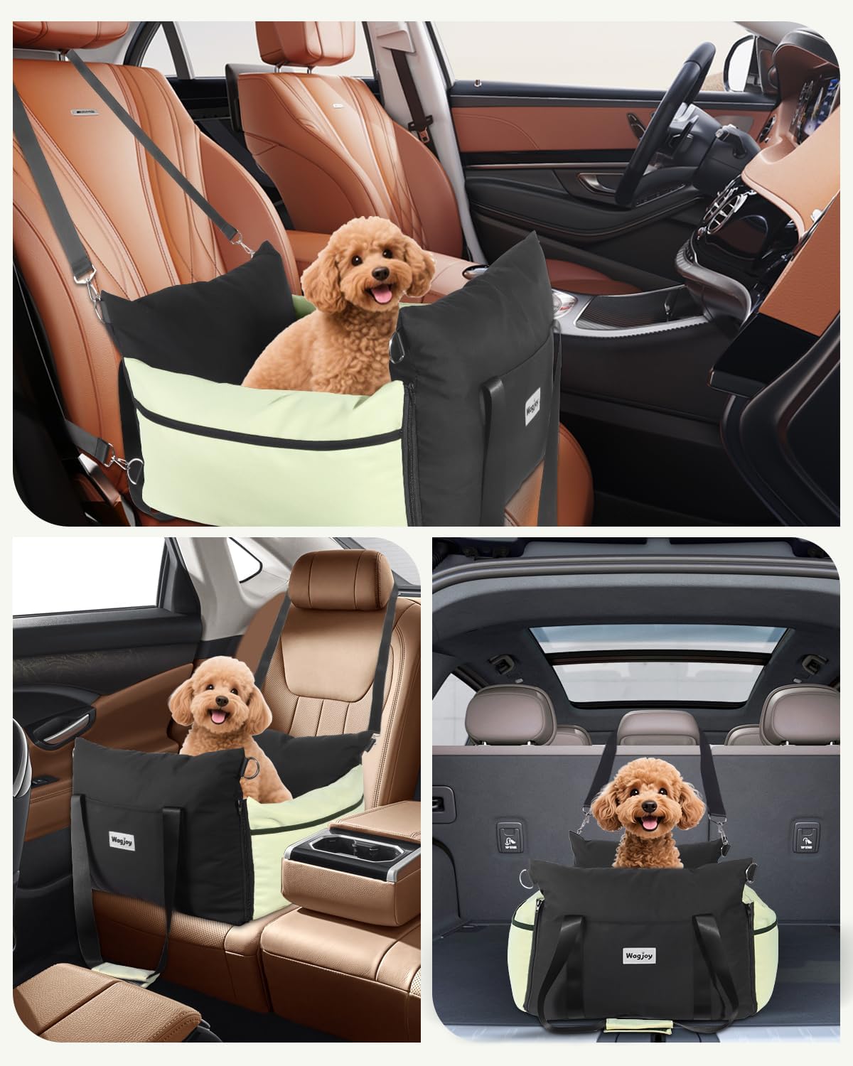 Dog Car Seat Booster for Small Dogs – Harness-Compatible Pet Travel Accessory, Portable Travel Bed & Carrier Bag, Easy Install, Machine Washable Dog Bed