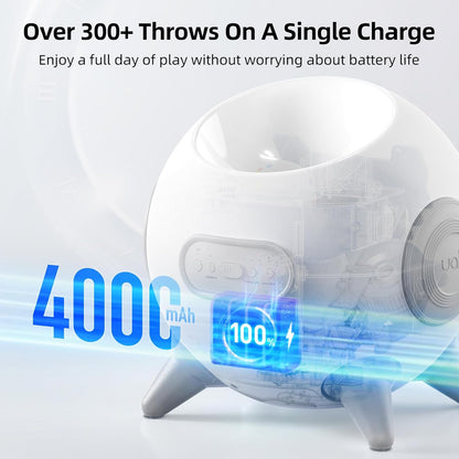 uahpet Automatic Ball Launcher for Dogs with Obstacle Detection, 20ft-80ft Adjustable Distances Ball Thrower Launcher for Medium & Large Dogs, with 4 Balls (2.5 inches)