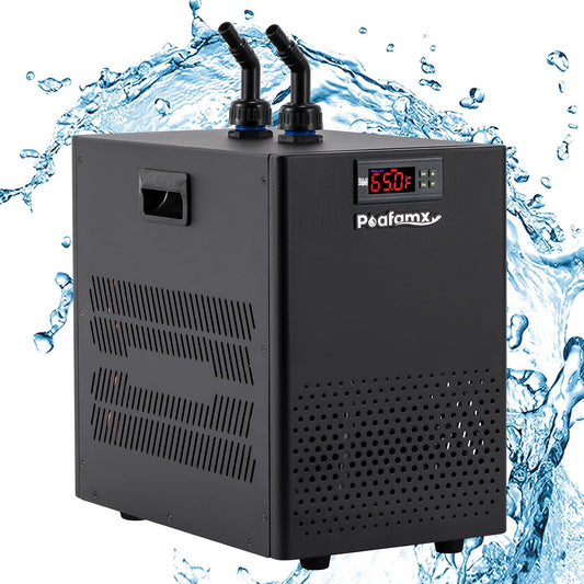 Poafamx Aquarium Chiller 26gal Aquarium Cooler 1/13 HP Fish Tank Chiller Hydroponic Water Chiller with Quiet Refrigeration Compressor for Saltwater Freshwater Axolotl Coral Jellyfish