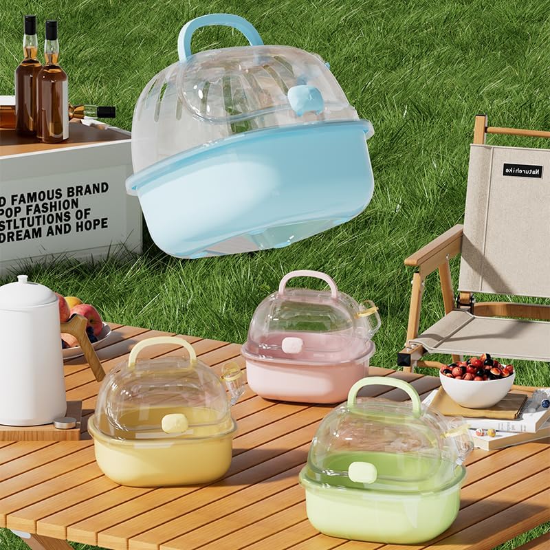 Small Animal Carrier Cage with Water Bottle, Portable Hamster Travel Carrier Carry Case for Small Pets, Gerbils, Mice, Dwarf Hamster (Blue)