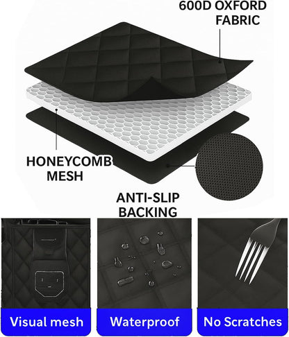 Hard Bottom Dog Car Seat Cover for Back Seat, Back Seat Extender for Dogs, Waterproof Hammock for Car, Heavy Duty Dog Bed for Car Non-Slip Pet Protector