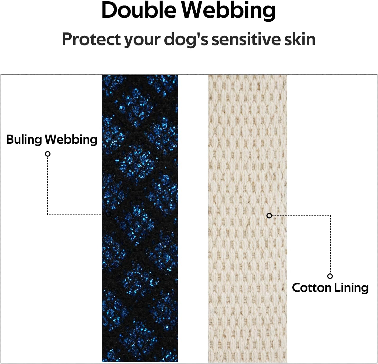 Dog Collar with Waterproof AirTag Holder & Anti-Lost QR Code, Cute Bling Warpping Adjustable Width for Small Medium Large Pet (Blue, L)