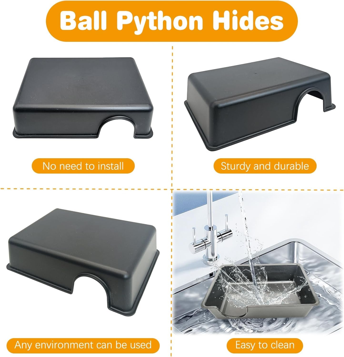 Hamiledyi 5 Pcs Reptile Plants Terrarium Hanging Fake Plant Leaves and Reptile Hide Box 4 Pcs Leopard Gecko Hide Snake Hideout for Ball Python for Lizard, Corn Snake