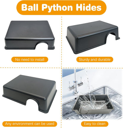 Hamiledyi 5 Pcs Reptile Plants Terrarium Hanging Fake Plant Leaves and Reptile Hide Box 4 Pcs Leopard Gecko Hide Snake Hideout for Ball Python for Lizard, Corn Snake