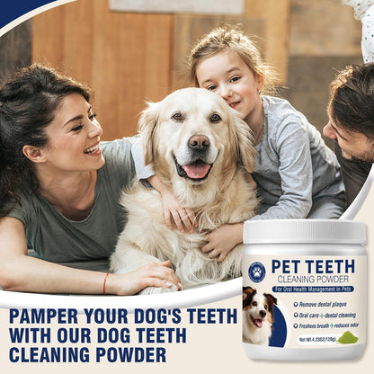 Dental Powder for Dogs Dog Teeth Cleaning Products Dog Tooth Cleaning Powder with Probiotics for Dogs Bad Breath Treatment Plaque and Tartar for Small Medium and Large Pet Dental Cleaner 120 G