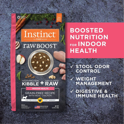 Instinct Raw Boost Indoor Health, Natural Dry Cat Food with Freeze Dried Pieces, Grain Free Recipe - Real Chicken, 5 lb. Bag