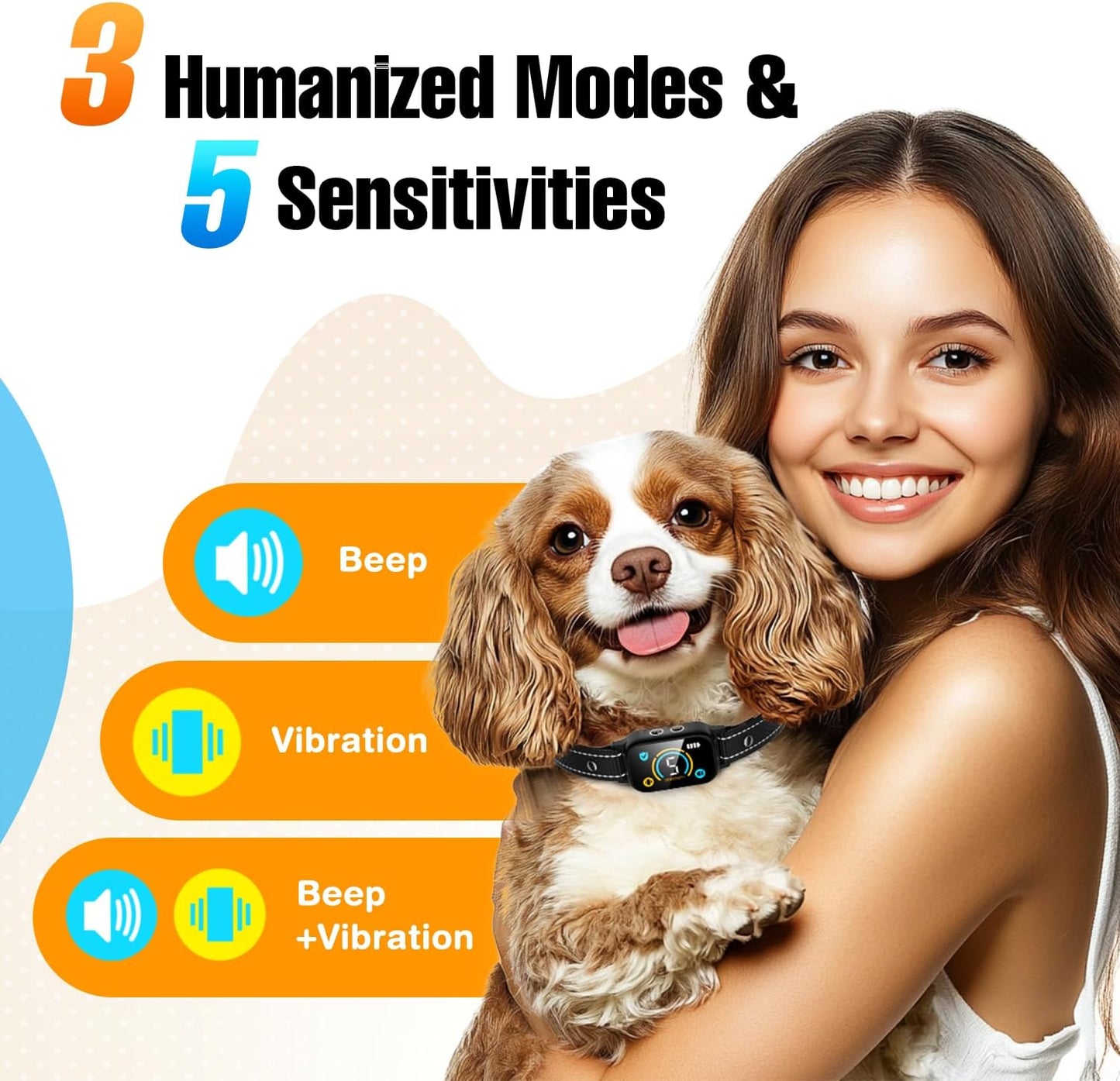 2 Pack Bark Collar for Small Dogs 5-15lbs, Medium, Puppy, Mini Dog, Rechargeable Smart Training Collar, Anti Barking Device with 5 Adjustable Sensitivity, Beep, Vibration