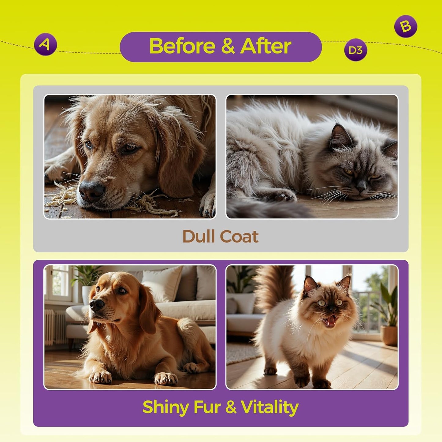 Dog Multivitamin Chewable Cat & Dog Vitamins and Supplements for Hip & Joints, Skin & Coat, Omega 3 Fish Oil for Dogs Tablets for Dogs & Cats, Vitamins- Immune Support 0.3g Per Tablet (100g)