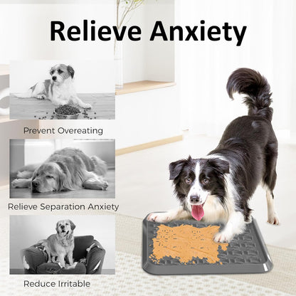 Pet Lick Mat, Lick Mat for Dogs Slow Feeder, Dog Crate Lick Pads, Dog Crate Accessories, Boredom Relief Licking Pad, Fit for Peanut Butter, Treats Yogurt, Bolognese (Grey)