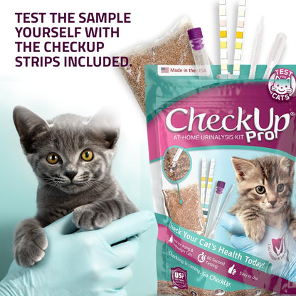 KIT4CAT CheckUp Pro at Home Cat Wellness Test for | Hydrophobic Litter to Collect Urine & 2, 10 Indicators Strips | pH, Protein, Urobilinogen, Glucose, Bilirubin, Ketone, S-Gravity, Blood in Urine