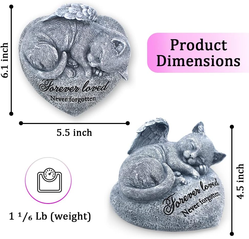 Orchid Valley Sleeping Cat Garden Statue - Pet Memorial Stone - Grave Marker - Beautifully Packaged Memorial Gift, Headstones for Cats or Thoughtful Sympathy Gift