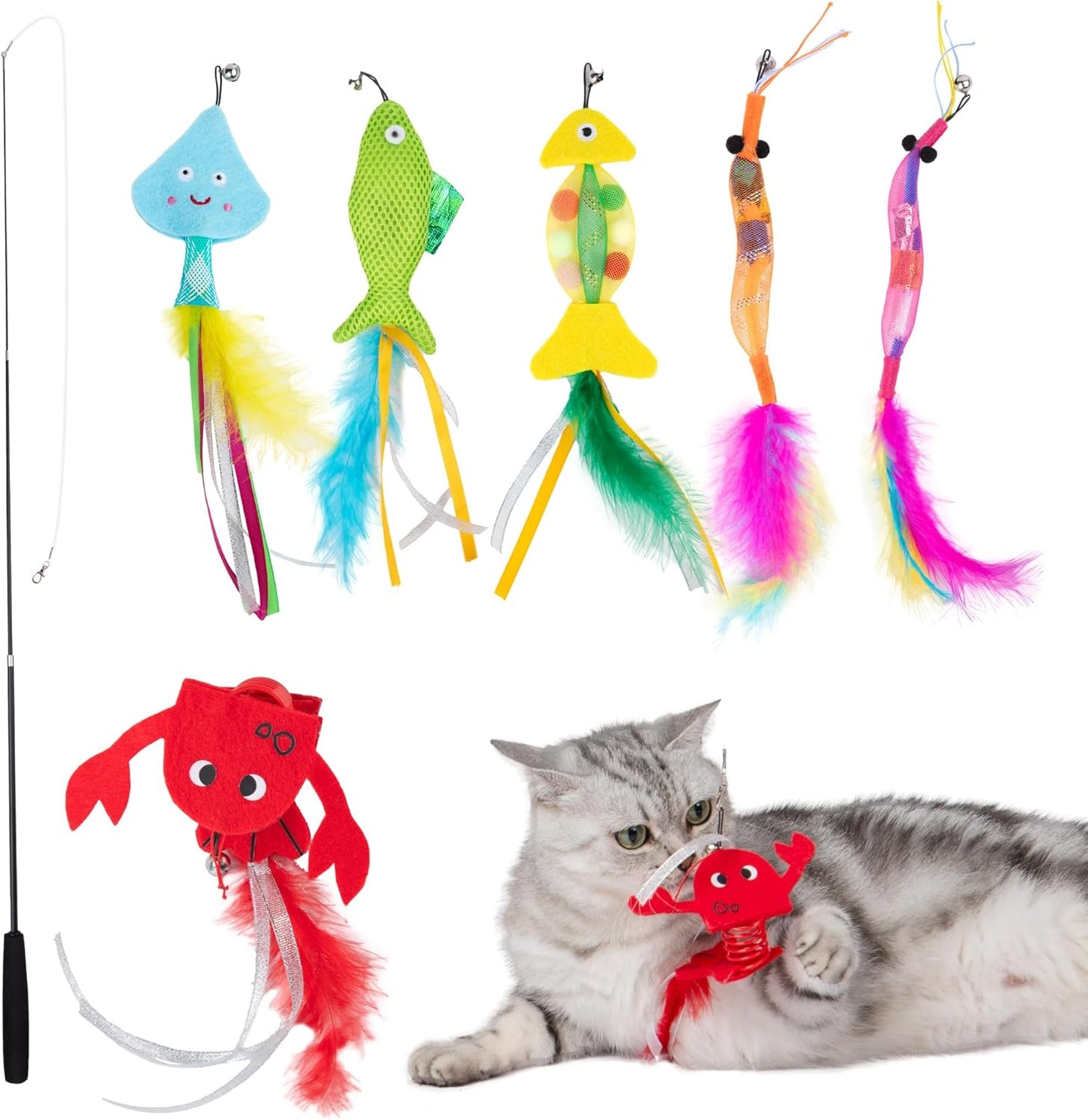 Best Pet Supplies Catify Fluffy Fish Cat Toy – Soft Plush Catnip Toy for Indoor Cats & Kittens, Crinkly Tail & Feather Details, Lightweight for Batting & Carrying, Durable & Pet-Safe Fabric