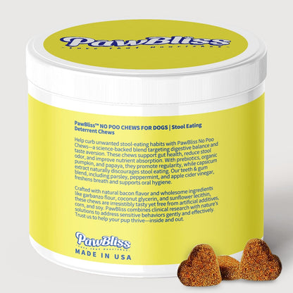 No Poo Chews for Dogs – Stop Stool Eating with Coprophagia Deterrent – Probiotic & Enzyme Soft Chews – Digestive & Breath Support – 120 Bacon-Flavored Chews