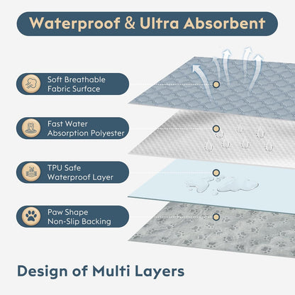 Washable Guinea Pig Cage Liner - 4 Pack Reusable Washable Pee Pads，Waterproof Guinea Pig Bedding for Small Animal - Rabbit Bunny Hamster Puppy (Light Grey, 12" X 12" - 4 Pack)