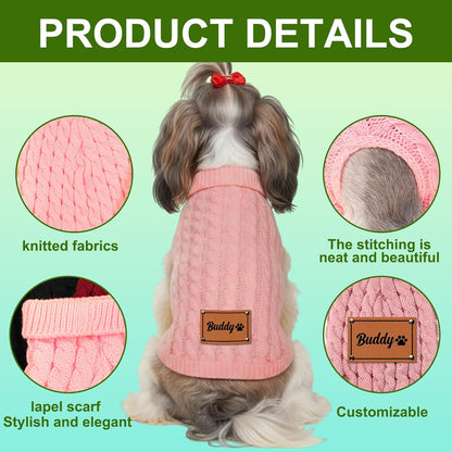 Custom Name Winter Sweater for Dog & Cat, Custom Puppy Clothes, Personalized Dog Sweaters Vest for Small Medium Large Dogs, Birthday Xmas Party Gifts for Dogs Cats