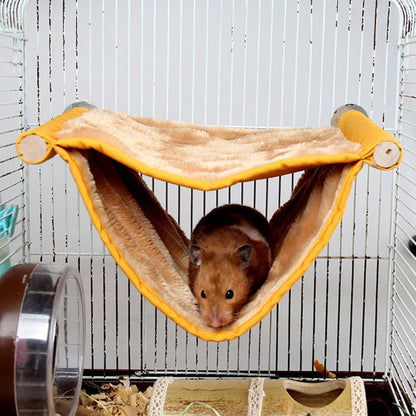 Hamster Hammock Bed and Chinchilla Hanging Swing Nest, Warm Removable Pet Cage Hammock, Yellow Small Size for Small Animals and Hamsters