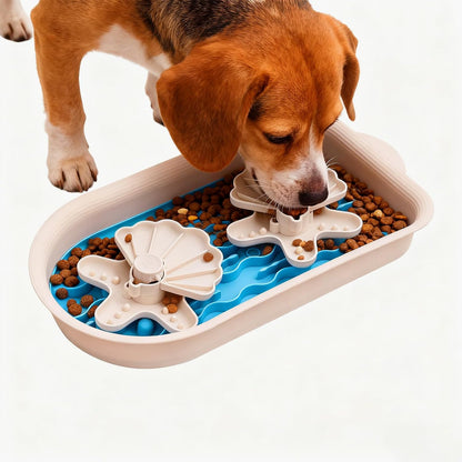 Puzzle Feeder Slow Feeder Dog Bowls for Large Dogs with Non-Slip Base - Adjustable Speed Design, Removable Puzzle Inserts & Dishwasher Safe (Blue)