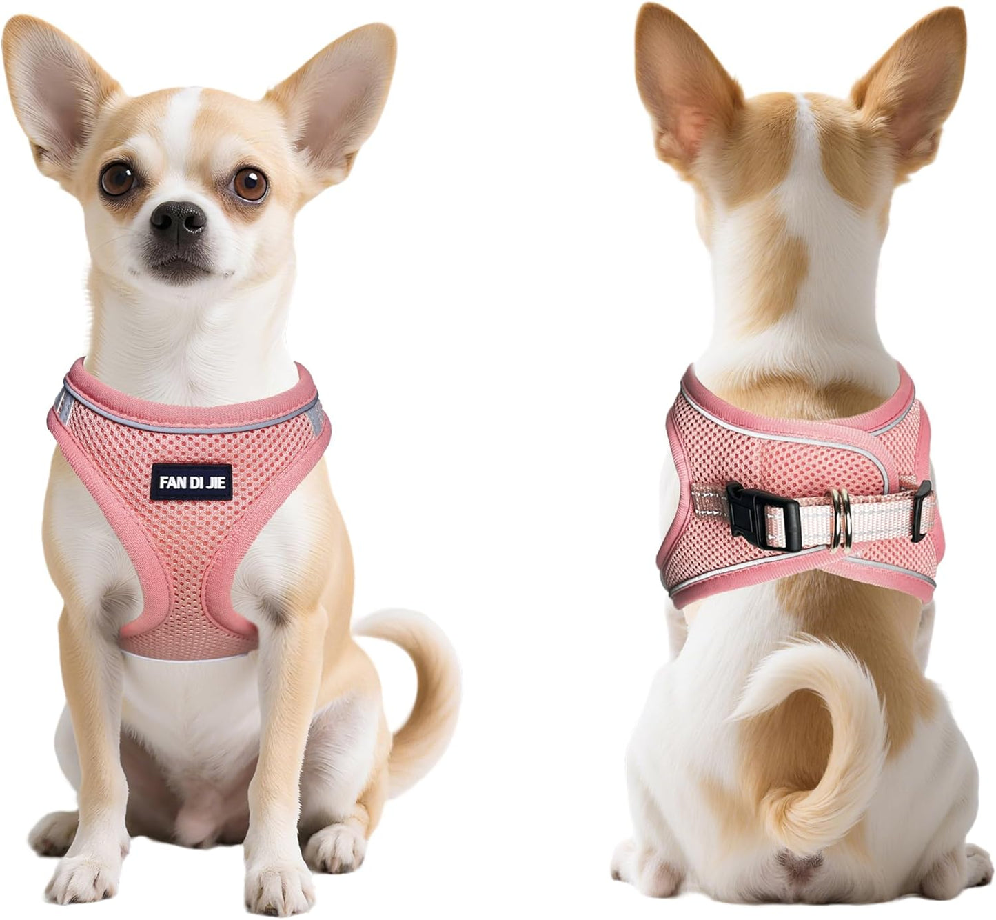 Dog Harness and Leash Set, No Pull Soft Mesh Pet Harness -in Puppy Pet Vest Harnesses for XS,Small,Medium Dogs and Cats Pink-M