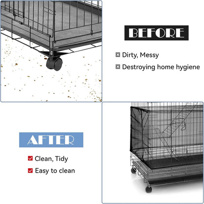 Adjustable Bird Cage Seed Catcher Net Cover Elastic Band Mesh Cover Black for Parrot Cages