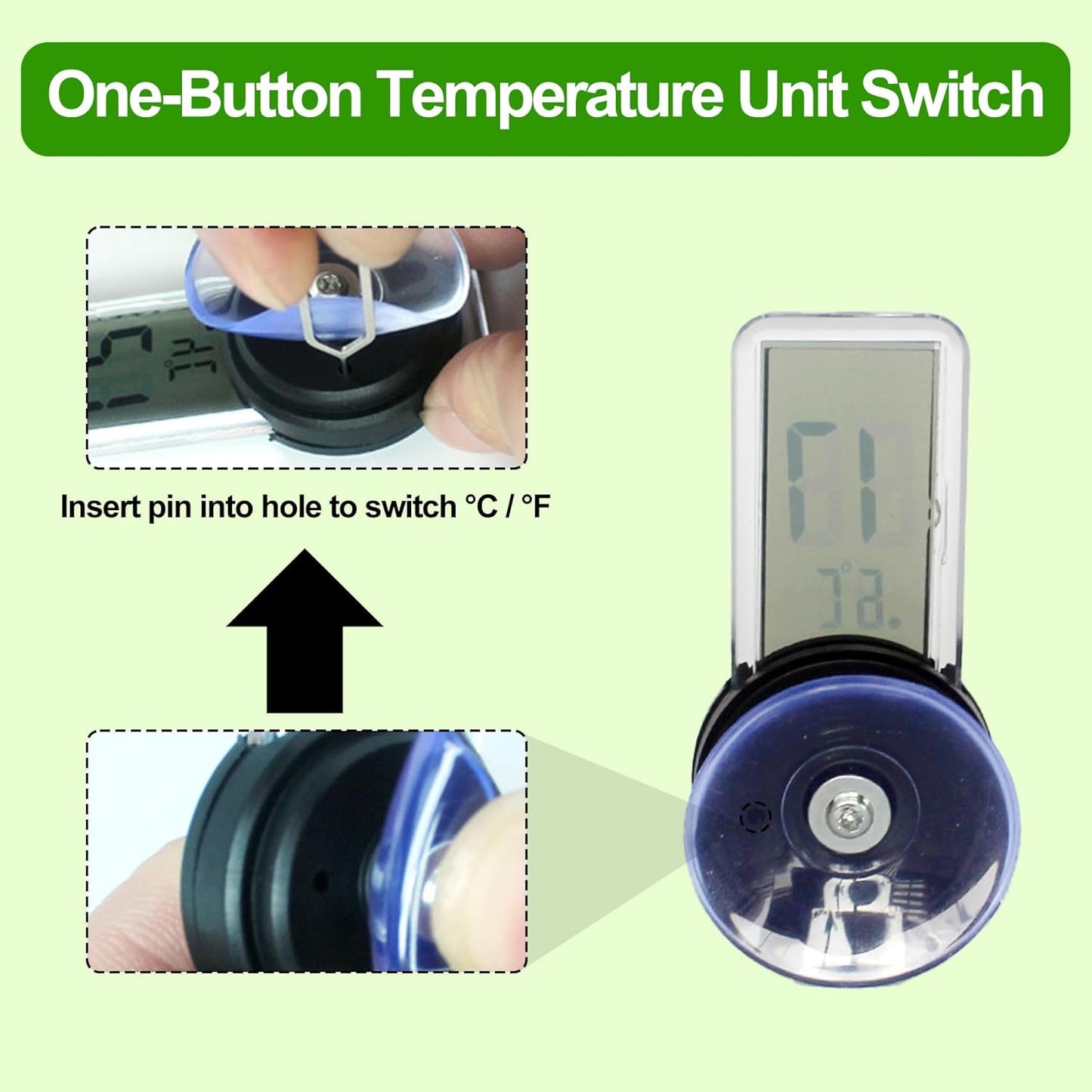 Reptile Terrarium Thermometer Hygrometer, Digital LCD Temperature & Humidity Gauge with Suction Cup, Vivarium/Tank Monitor for Bearded Dragons Geckos Lizards Snakes Turtles Frogs Amphibians