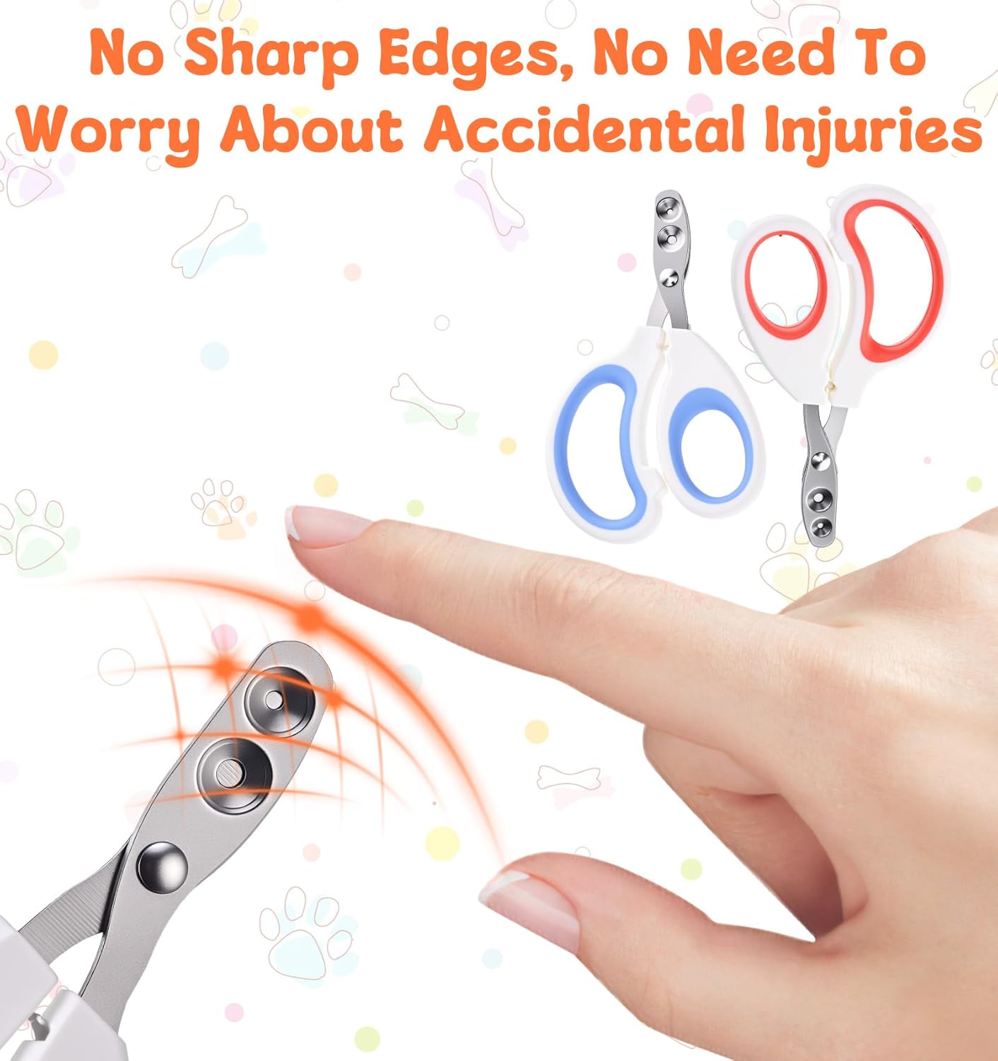 2Pcs Pet Nail Clippers, 2Pcs Kitten Nail Clipper with Guard for Cats Dogs Small Animal Claws Trimmer Ideal for Bearded Dragon Cats Rabbit, Non-slip Handle & Stainless Steel Blades, Safe & Easy to Use