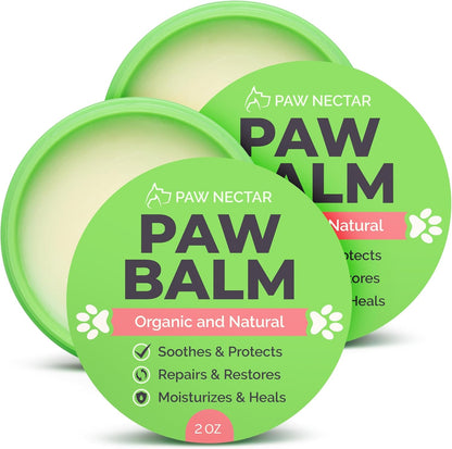 Natural Lick Safe Dog Paw Balm - 2 Pack 100% Organic Dog Paw Pad Balm Protector, Moisturizer & Soother for Dry Cracked Paws, Hot Pavement - Heals, Repairs & Restores - Coconut Oil, Shea Butter (2oz*2)