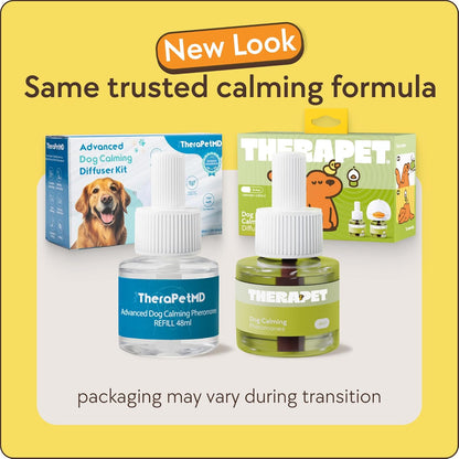 TheraPet MD 60-Day Dog Calming Diffuser - for Stress, Destructive Behavior, Pee Accidents, Separation Anxiety, Barking, Aggression & Chewing - 60-Day Refill Included - Packaging May Vary